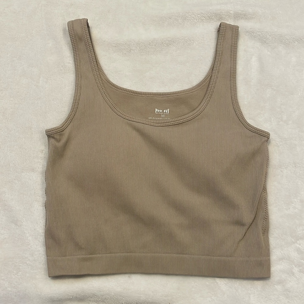 Ribbed tan sports bra/tank top